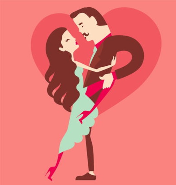man and woman dancing pair in love vector illustration